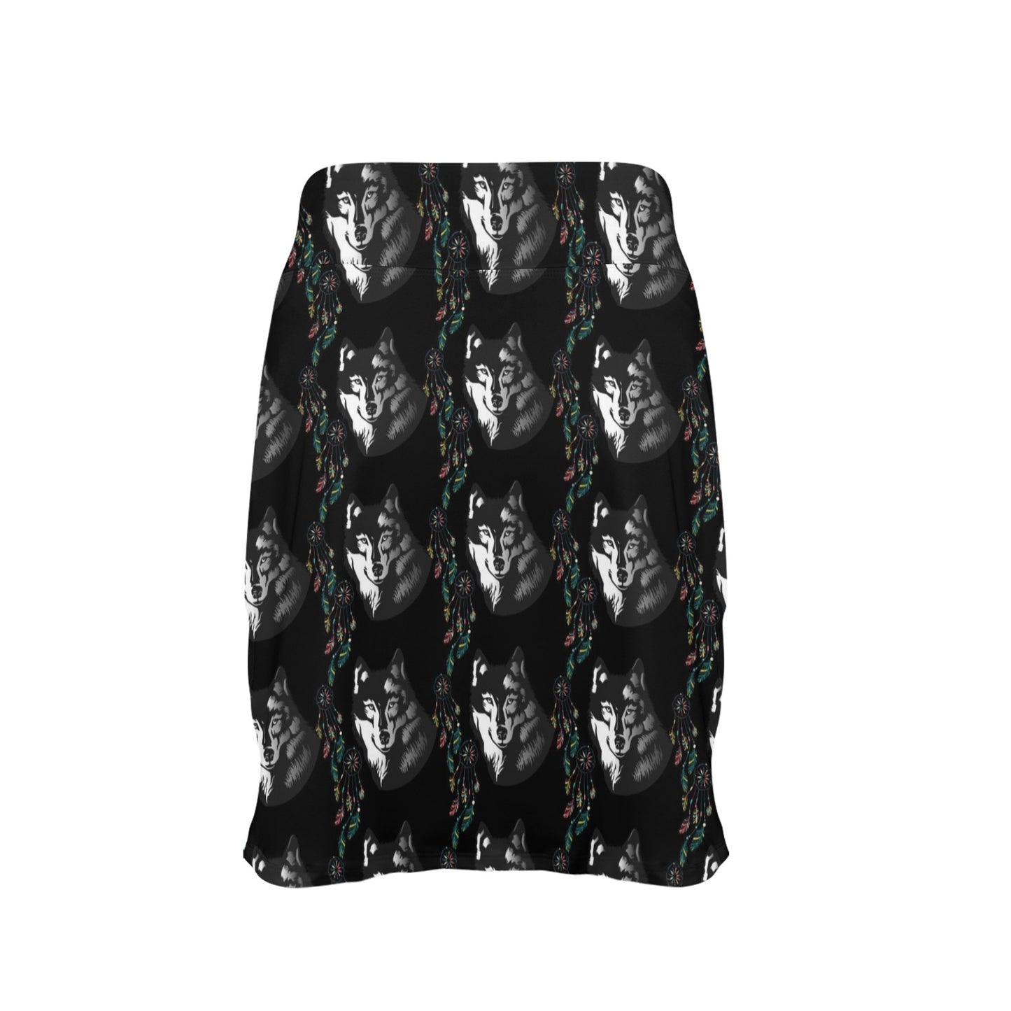 Wolf Black Dream Catcher Design Print 17" Golf & Pickleball Skort with Pockets