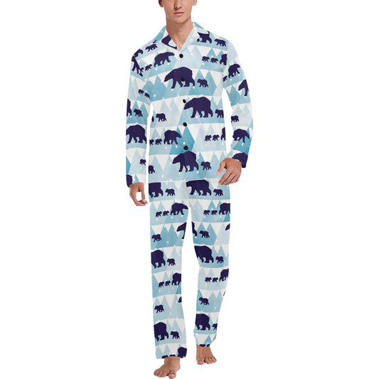 Bear Pattern Print Design BE01 Men's Long Pajama Set