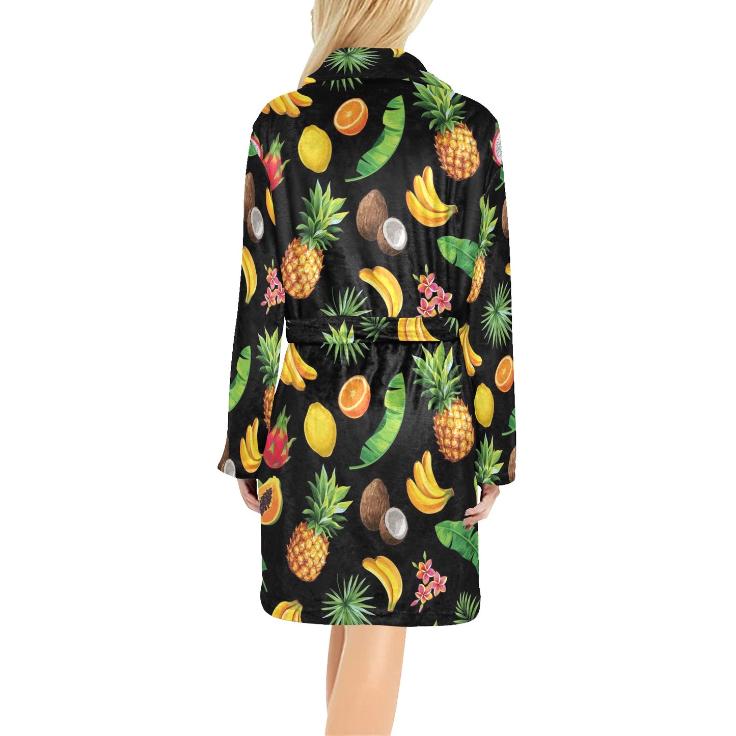 Tropical Fruits Pattern Print Design TF03 Women's Fleece Robe