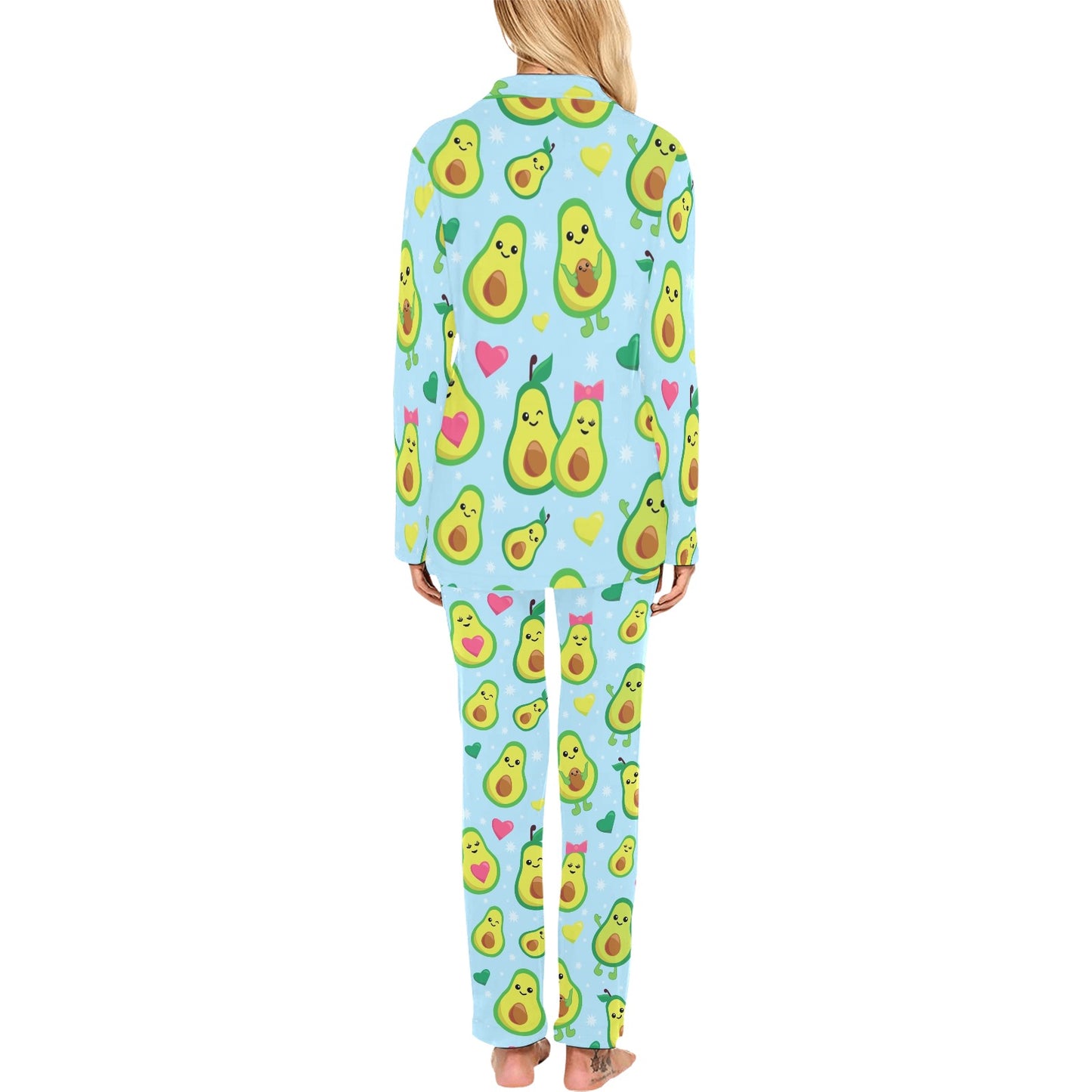 Avocado Pattern Print Design AC09 Women's Long Pajama Set