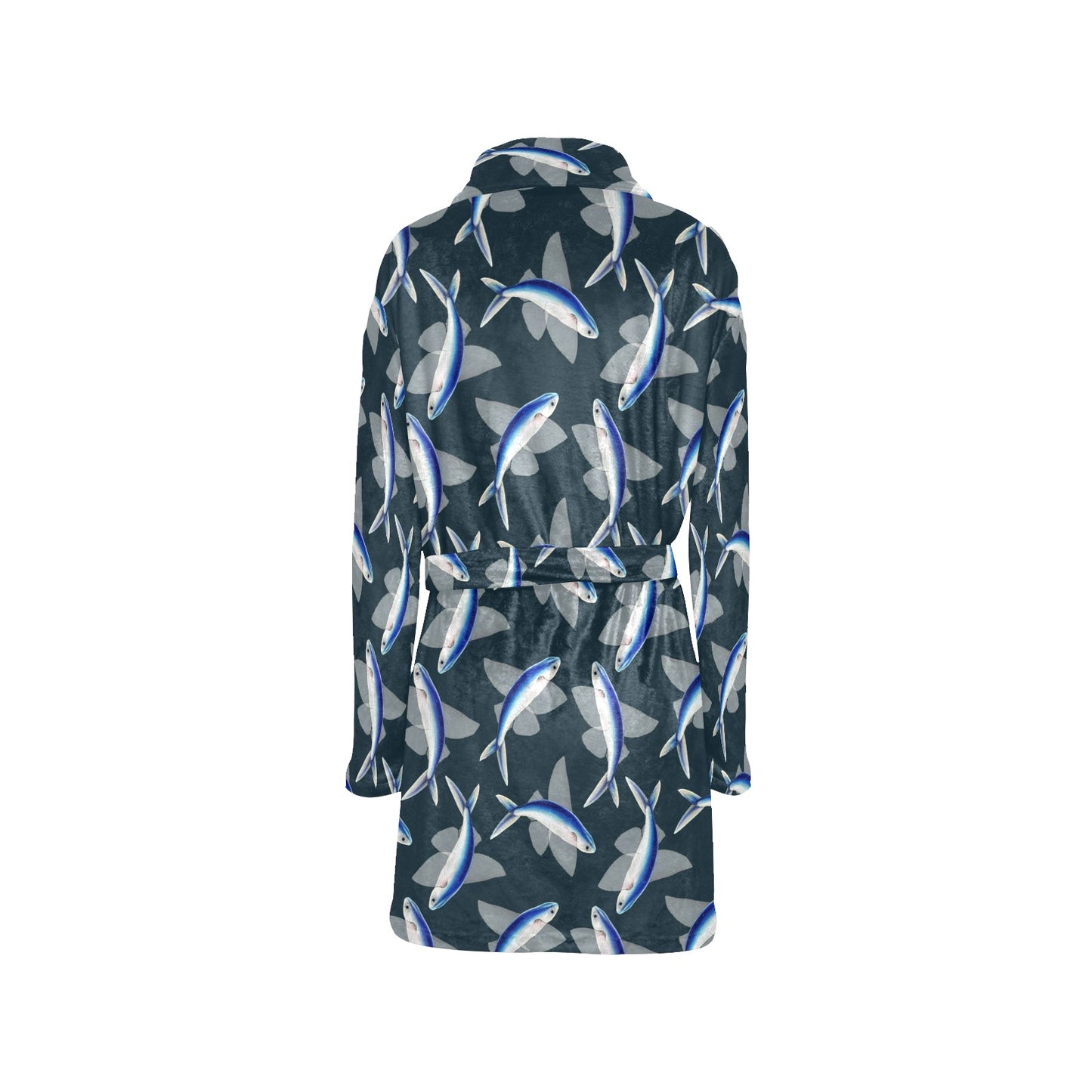 Flying Fish Pattern Print Design 04 Women's Fleece Robe