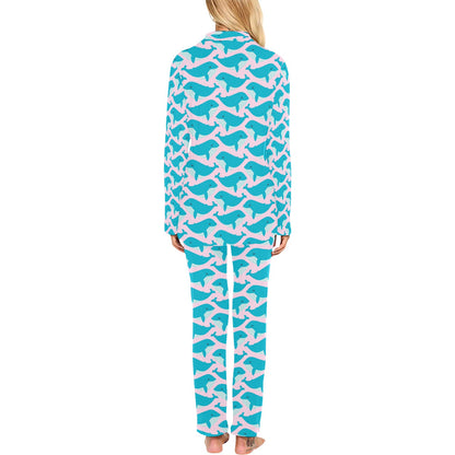 Whale Print Design LKS302 Women's Long Pajama Set