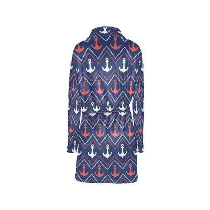Anchor Pattern Print Design 07 Women's Fleece Robe
