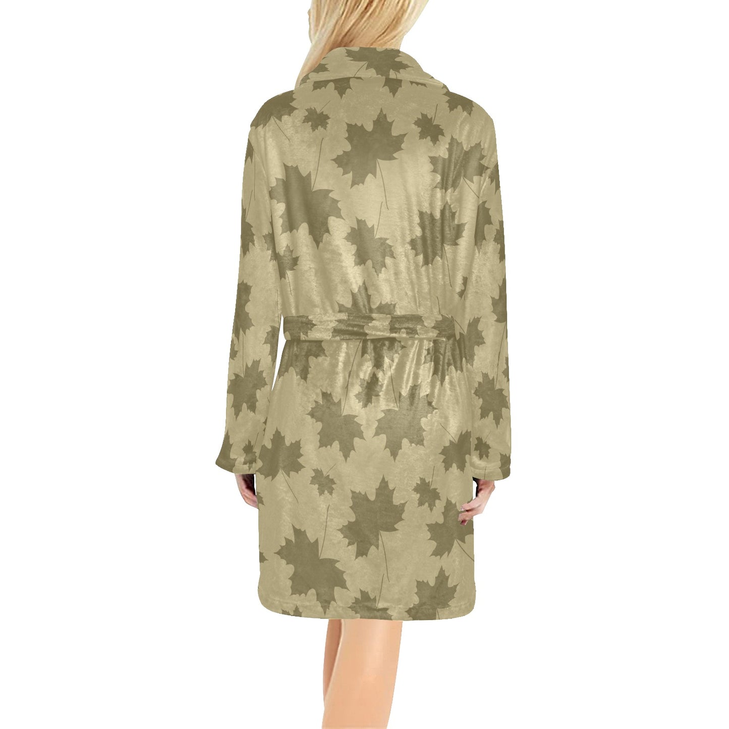 Maple Leaf Pattern Print Design 01 Women's Fleece Robe