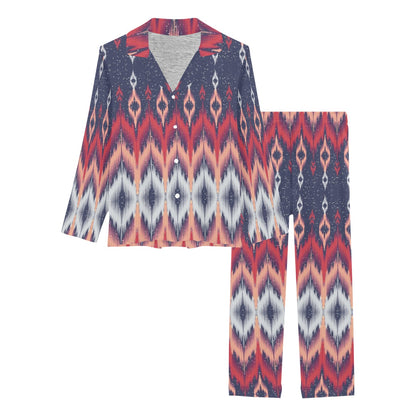 Ikat Print Design LKS401 Women's Long Pajama Set