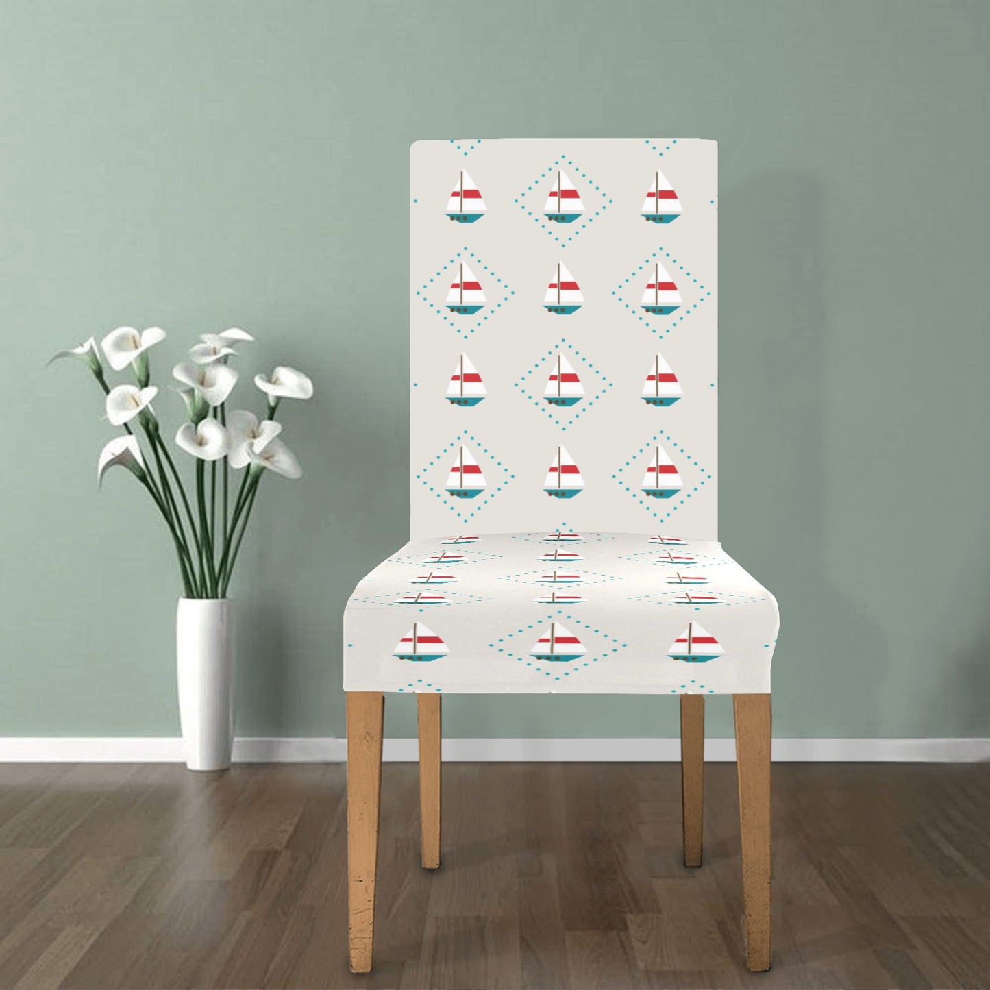 Sailboat Print Design LKS301 Dining Chair Slipcover