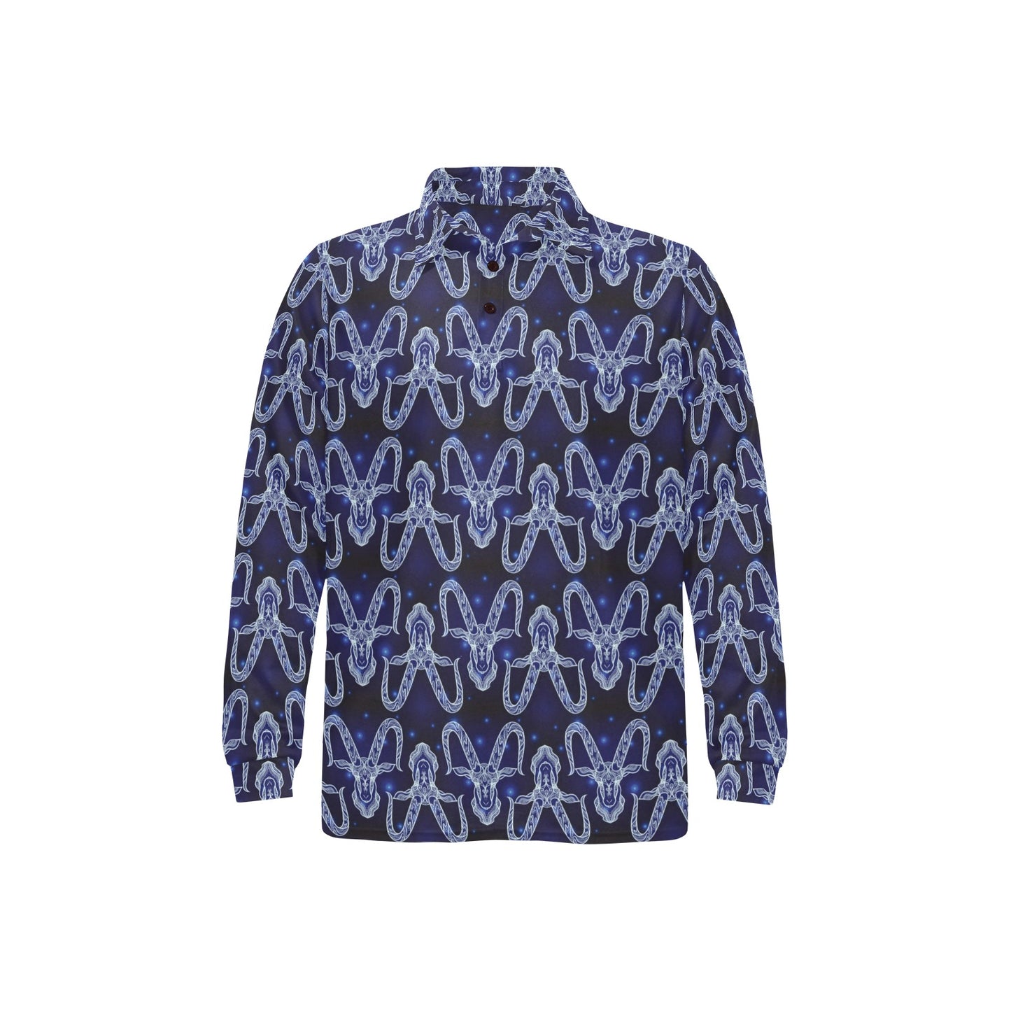 Capricorn Zodiac Pattern Print Design 03 Long Sleeve Polo Shirt For Men's