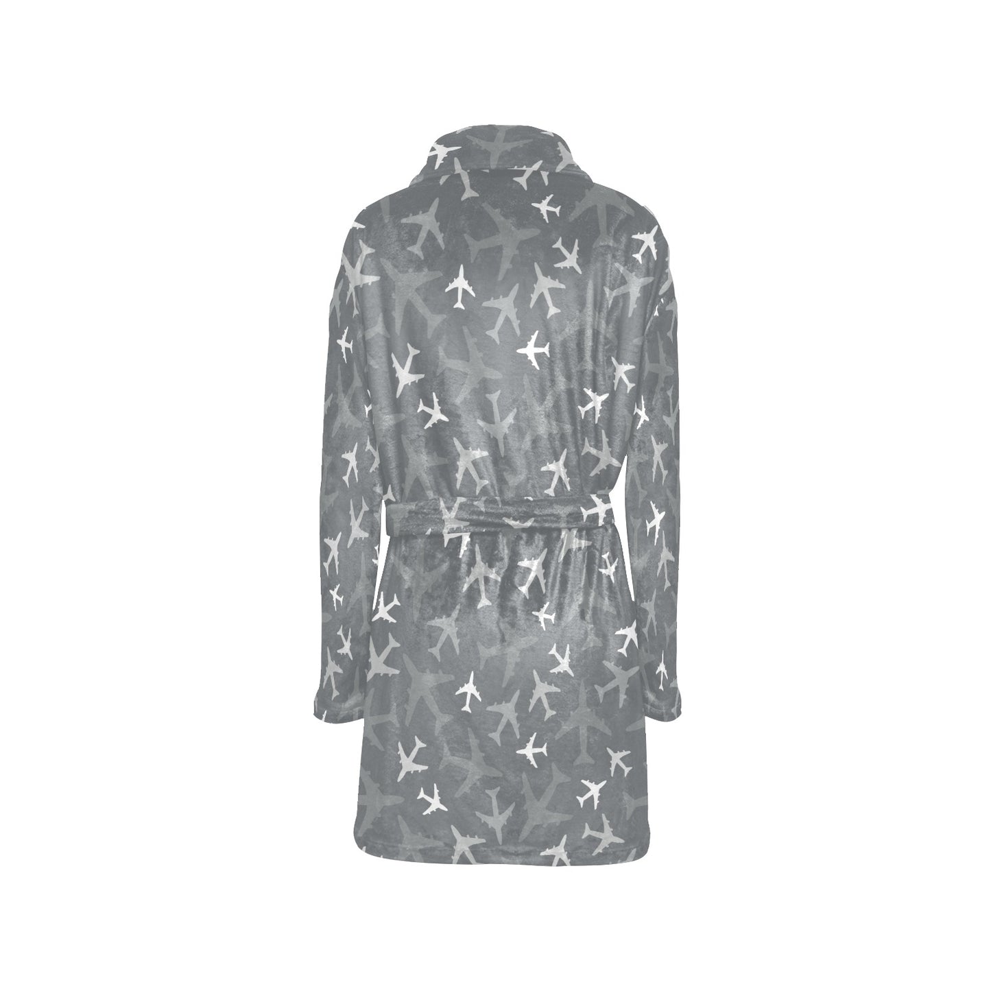 Airplane Pattern Print Design 02 Women's Fleece Robe