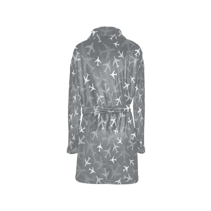 Airplane Pattern Print Design 02 Women's Fleece Robe