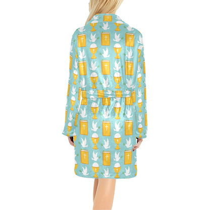Christian Pattern Print Design 02 Women's Fleece Robe