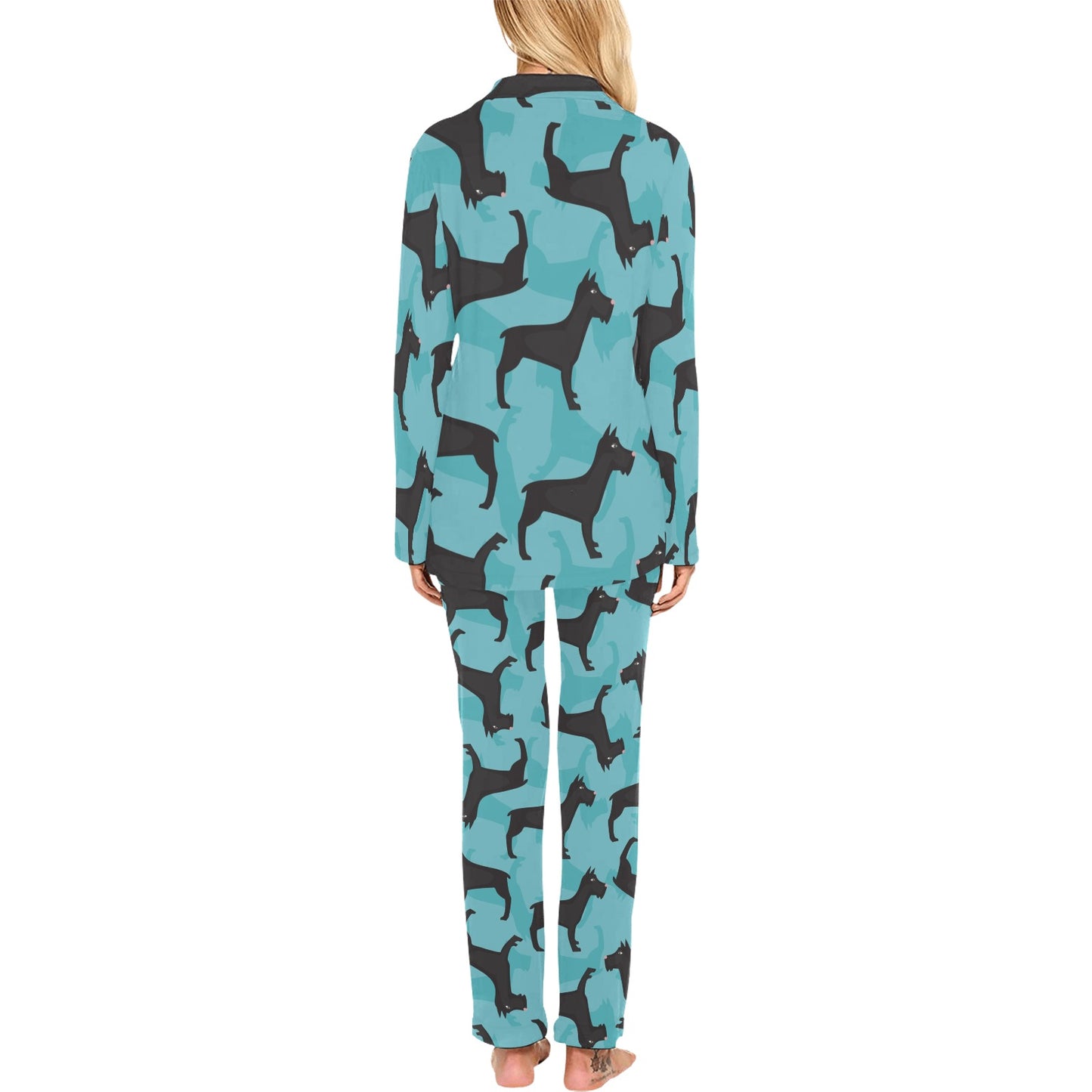 Schnauzers Pattern Print Design A01 Women's Long Pajama Set