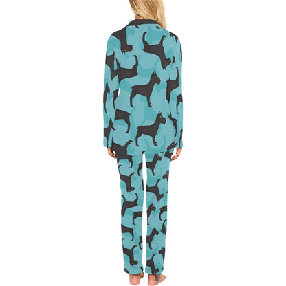 Schnauzers Pattern Print Design A01 Women's Long Pajama Set
