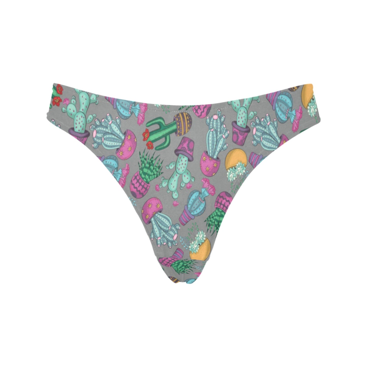Cactus Colorful Print Pattern Women's Thongs