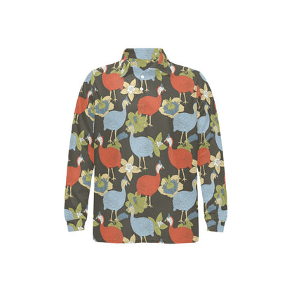Guinea Fowl Pattern Print Design 02 Long Sleeve Polo Shirt For Men's