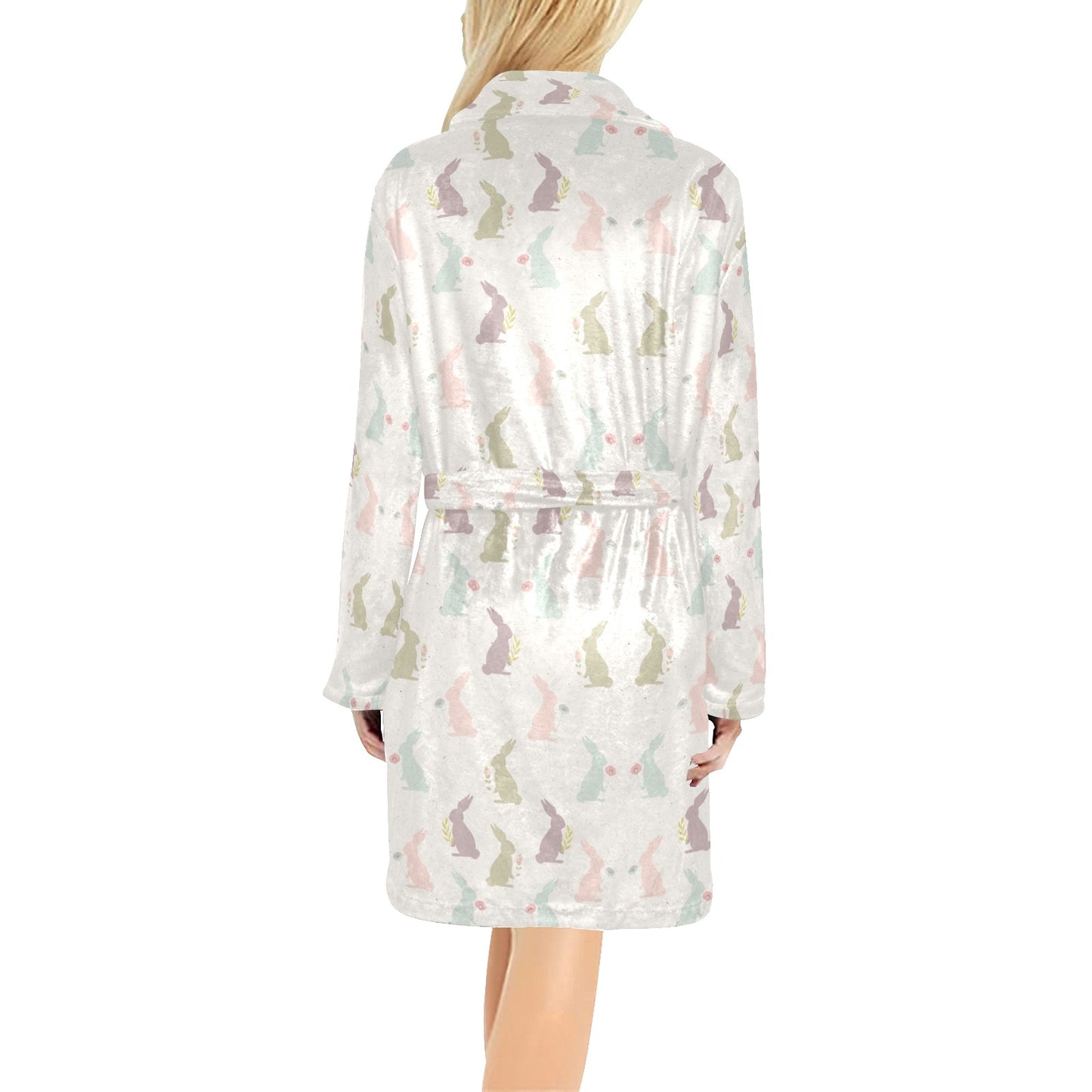Bunny Pattern Print Design 05 Women's Fleece Robe