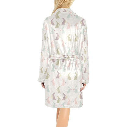 Bunny Pattern Print Design 05 Women's Fleece Robe