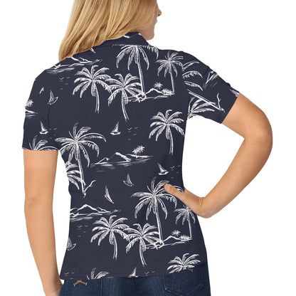 Pacific island Pattern Print Design A02 Women's Polo Shirt