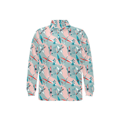 Kayak Pattern Print Design 05 Long Sleeve Polo Shirt For Men's