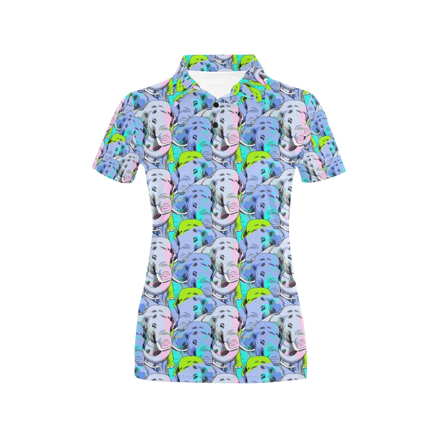Elephant Art color Print Pattern Women's Polo Shirt