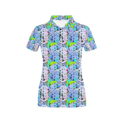 Elephant Art color Print Pattern Women's Polo Shirt
