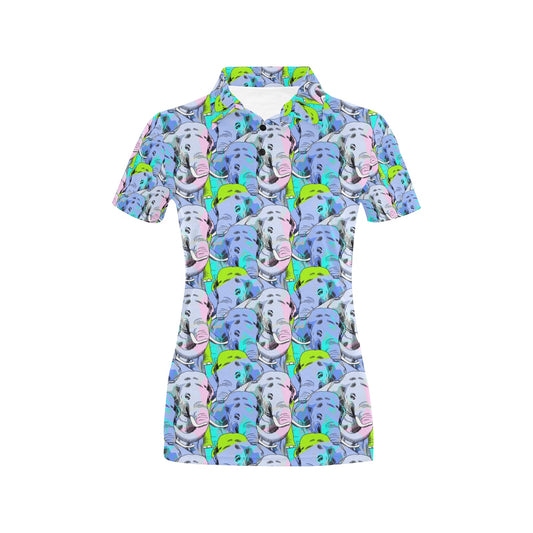 Elephant Art color Print Pattern Women's Polo Shirt