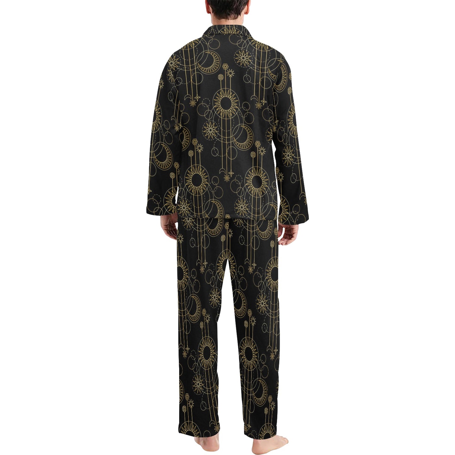 Moon Boho Style Pattern Print Design 01 Men's Long Pajama Set