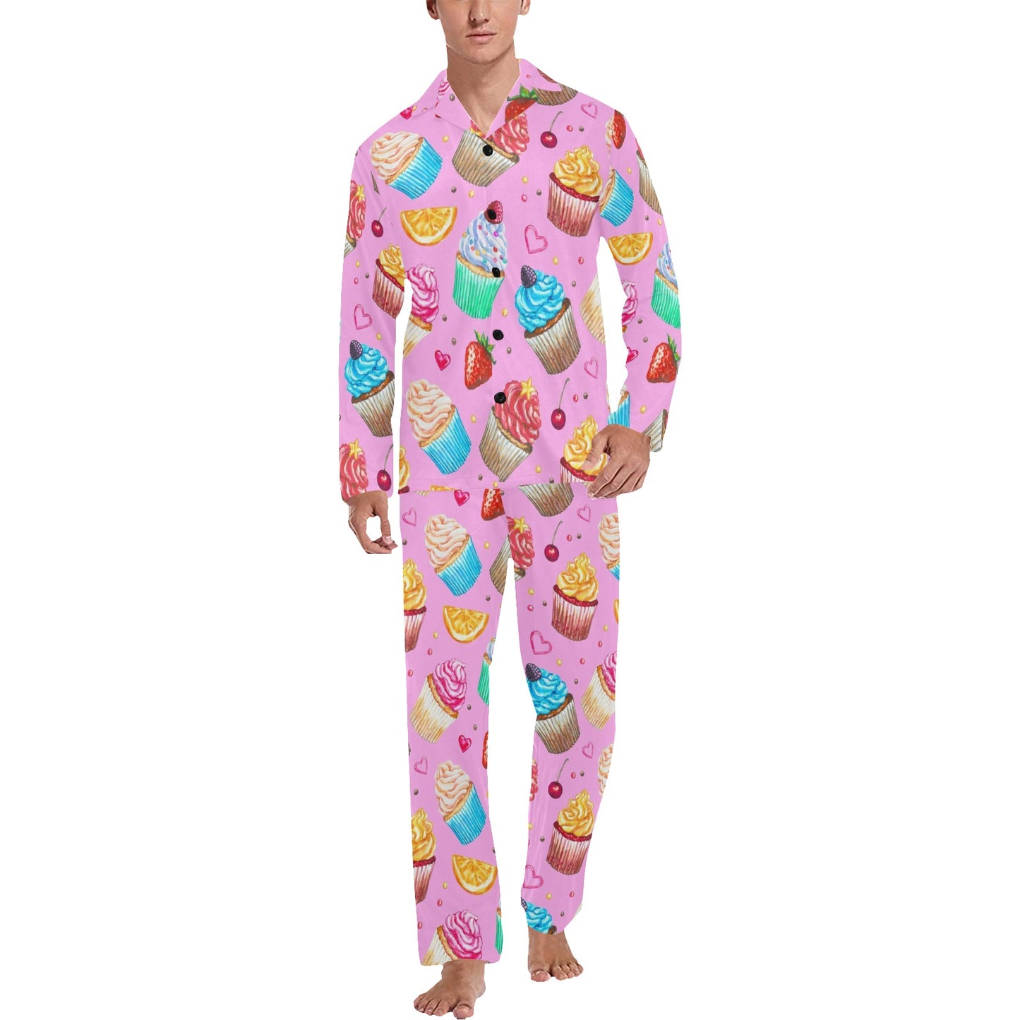 Cupcake Pattern Print Design CP05 Men's Long Pajama Set
