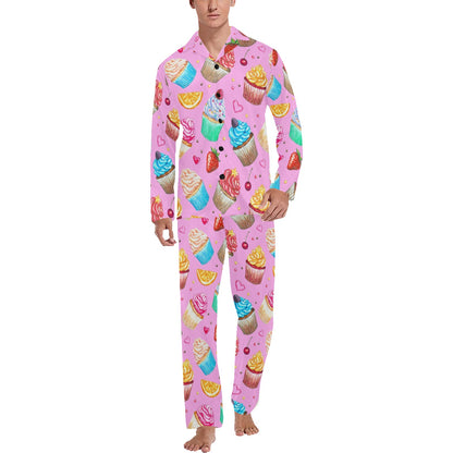 Cupcake Pattern Print Design CP05 Men's Long Pajama Set