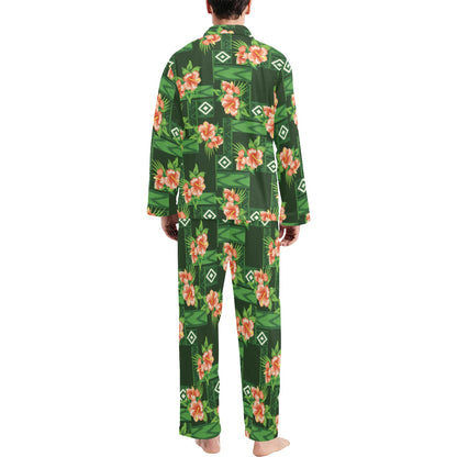 Hibiscus Pattern Print Design HB05 Men's Long Pajama Set