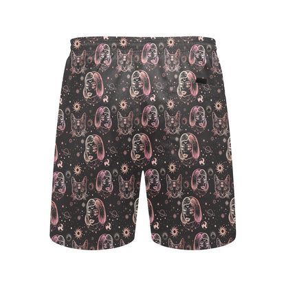 Third Eye Girl Cat Print Design LKS305 Men's Swim Trunks Beach Shorts