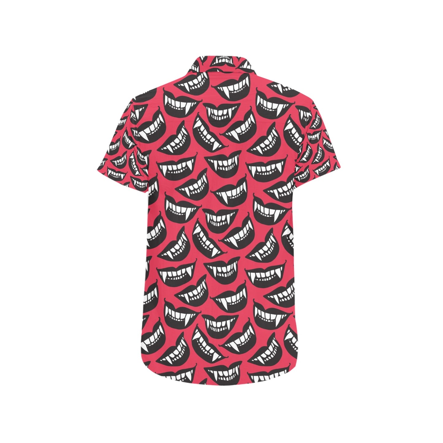 Vampire Lips Print Design LKS305 Men Short Sleeve Button Up Shirt
