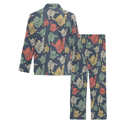 Surf Hand sign Men's Long Pajama Set
