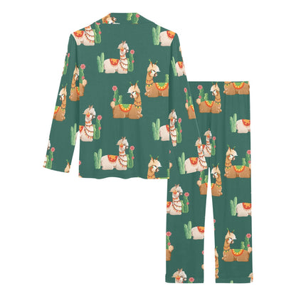 Llama Cactus Pattern Print Design 07 Women's Long Pajama Set