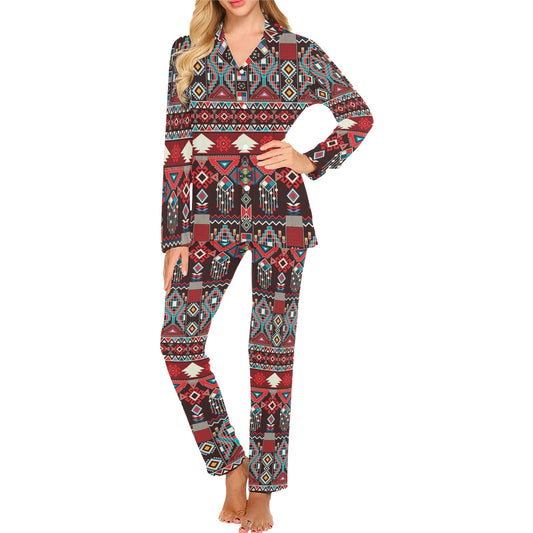 Tribal Aztec Indians native american Women's Long Pajama Set
