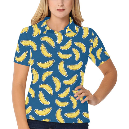 Banana Pattern Print Design BA02 Women's Polo Shirt