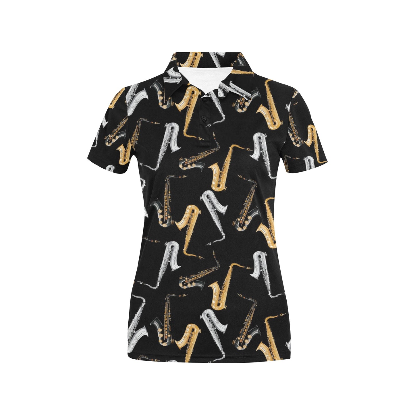 Saxophone Pattern Print Design 01 Women's Polo Shirt