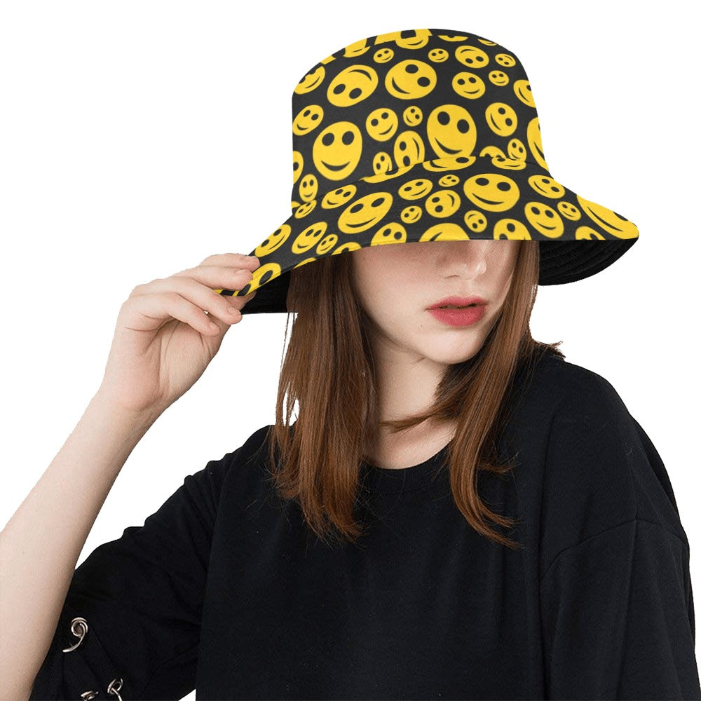 Smiley Face Emoji Print Design LKS304 Unisex Bucket Hat
