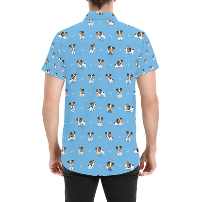 Russell Terriers Print Design LKS3010 Men Short Sleeve Button Up Shirt
