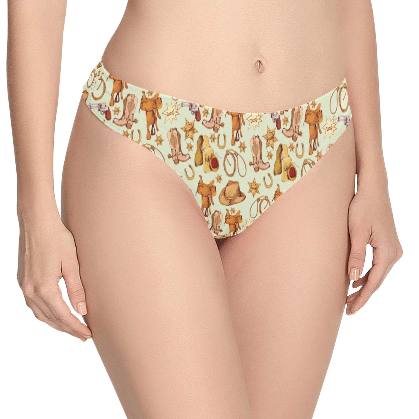 Western Cowboy Design Pattern Women's Thongs