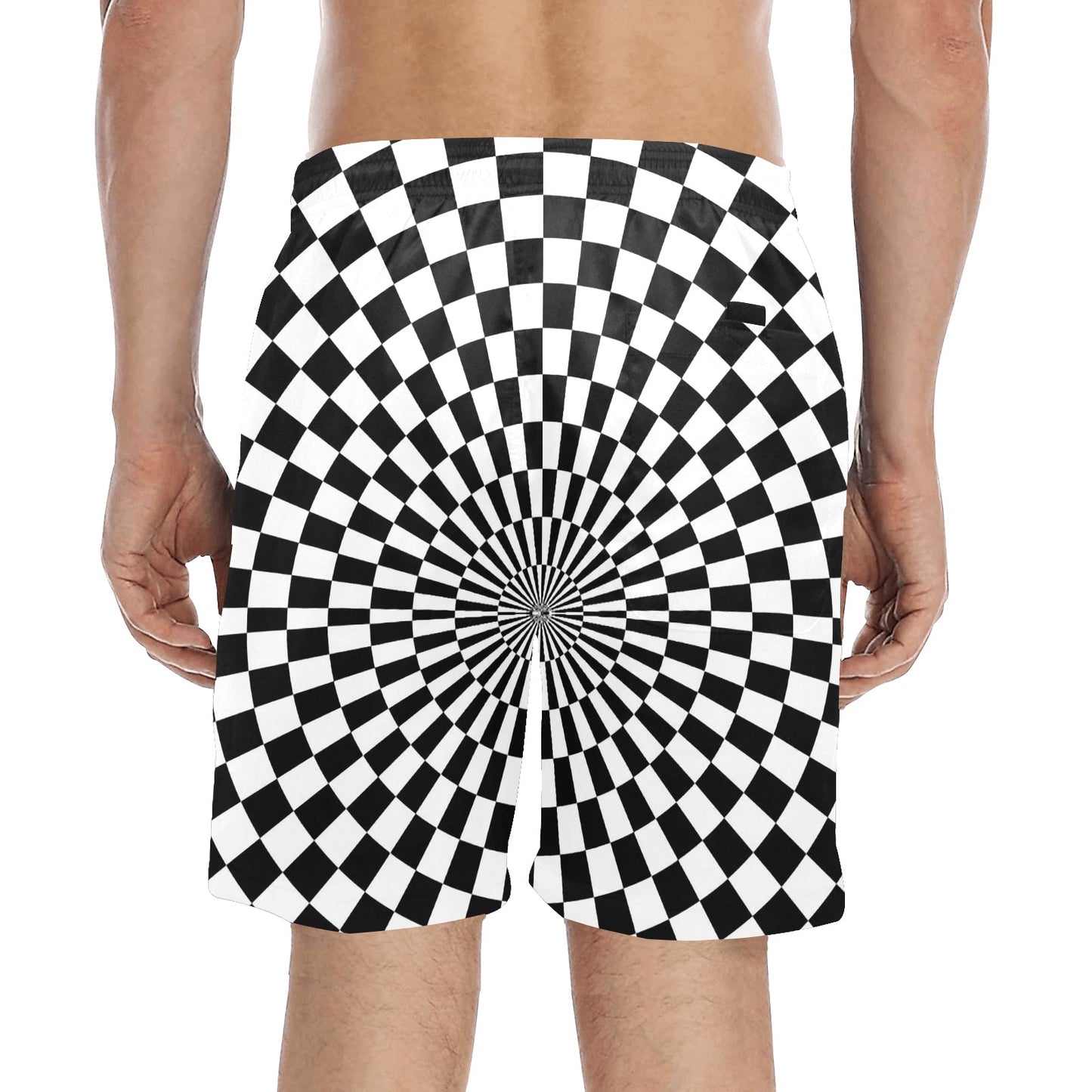 Checkered Flag Optical illusion Men's Swim Trunks Beach Shorts