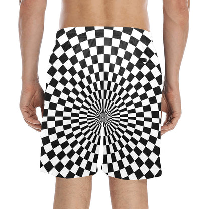 Checkered Flag Optical illusion Men's Swim Trunks Beach Shorts