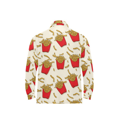 French Fried Pattern Print Design 01 Long Sleeve Polo Shirt For Men's
