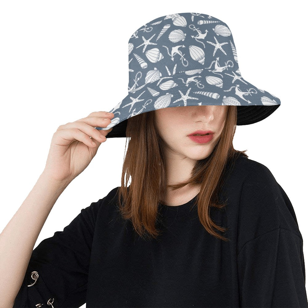 Seashell Print Design LKS306 Unisex Bucket Hat