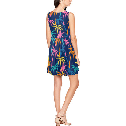 Palm Tree Pattern Print Design PT013 Sleeveless Dress