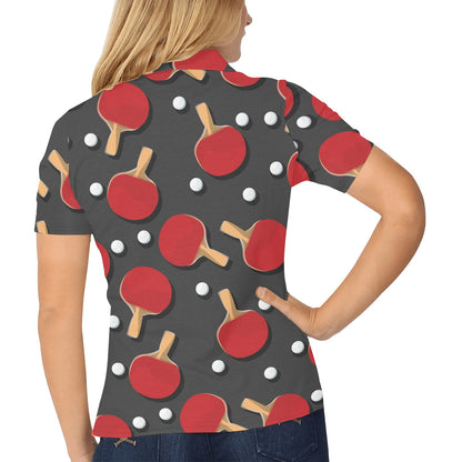 Ping Pong Pattern Print Design A05 Women's Polo Shirt