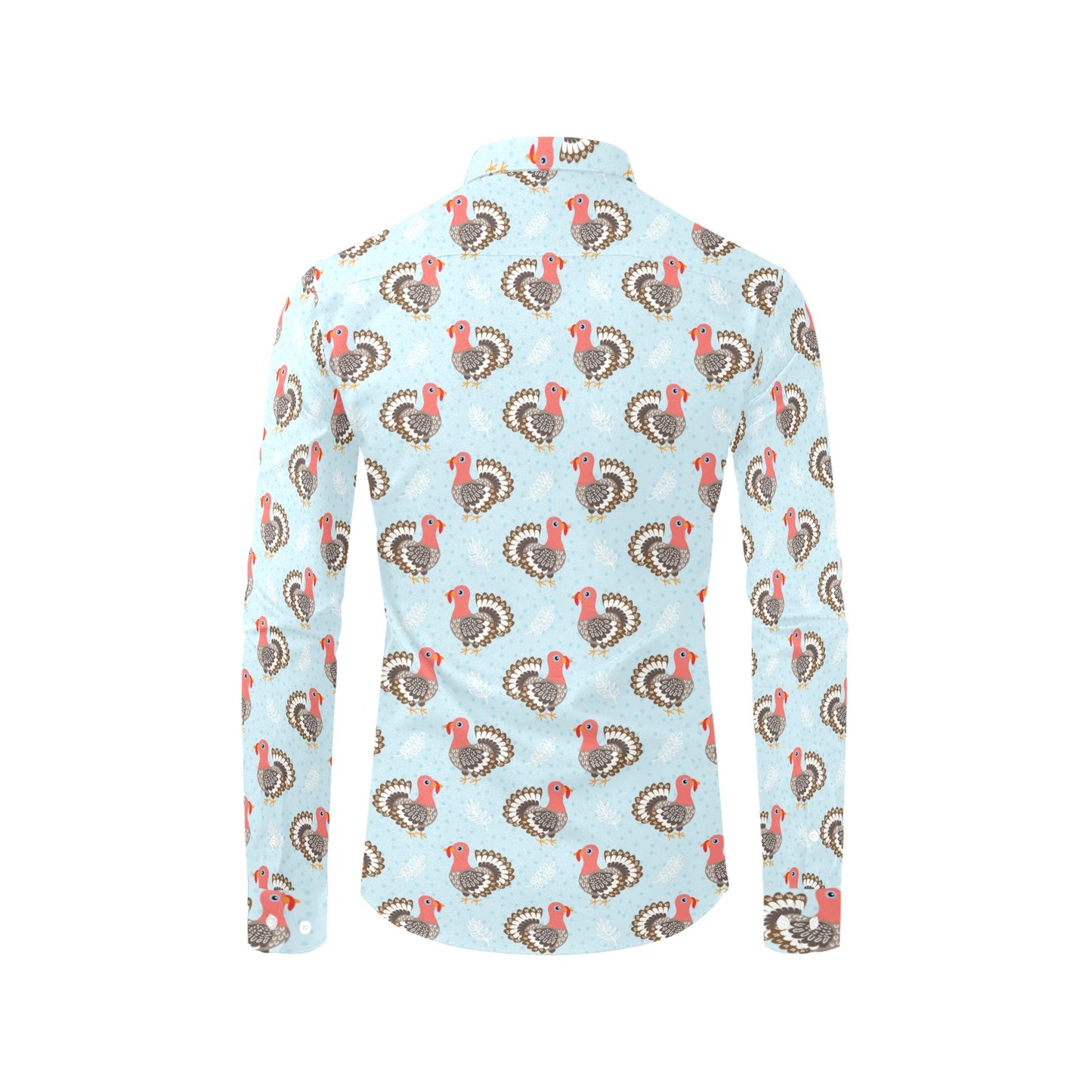 Turkey Print Design LKS403 Men's Long Sleeve Dress Shirt