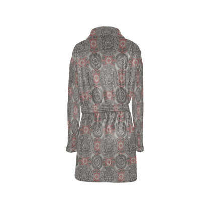 Calendar Aztec Style Print Pattern Women's Fleece Robe