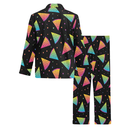 Rainbow Watermelon Pattern Print Design A04 Men's Long Pajama Set