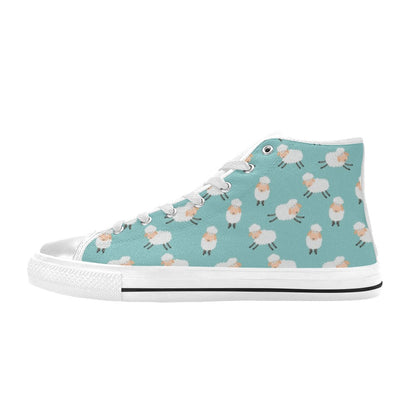 Sheep Print Design LKS406 Men's High Top Canvas Shoes