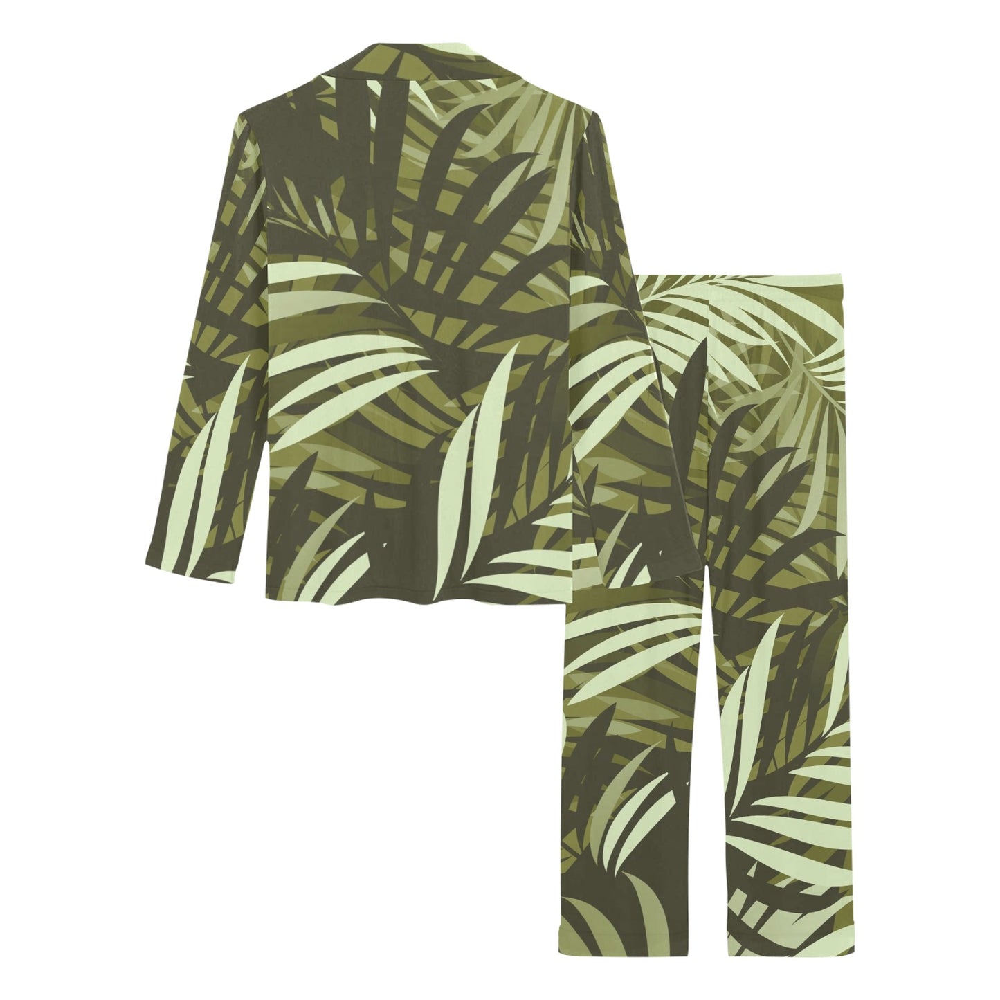 Palm Leaves Pattern Print Design PL05 Women's Long Pajama Set